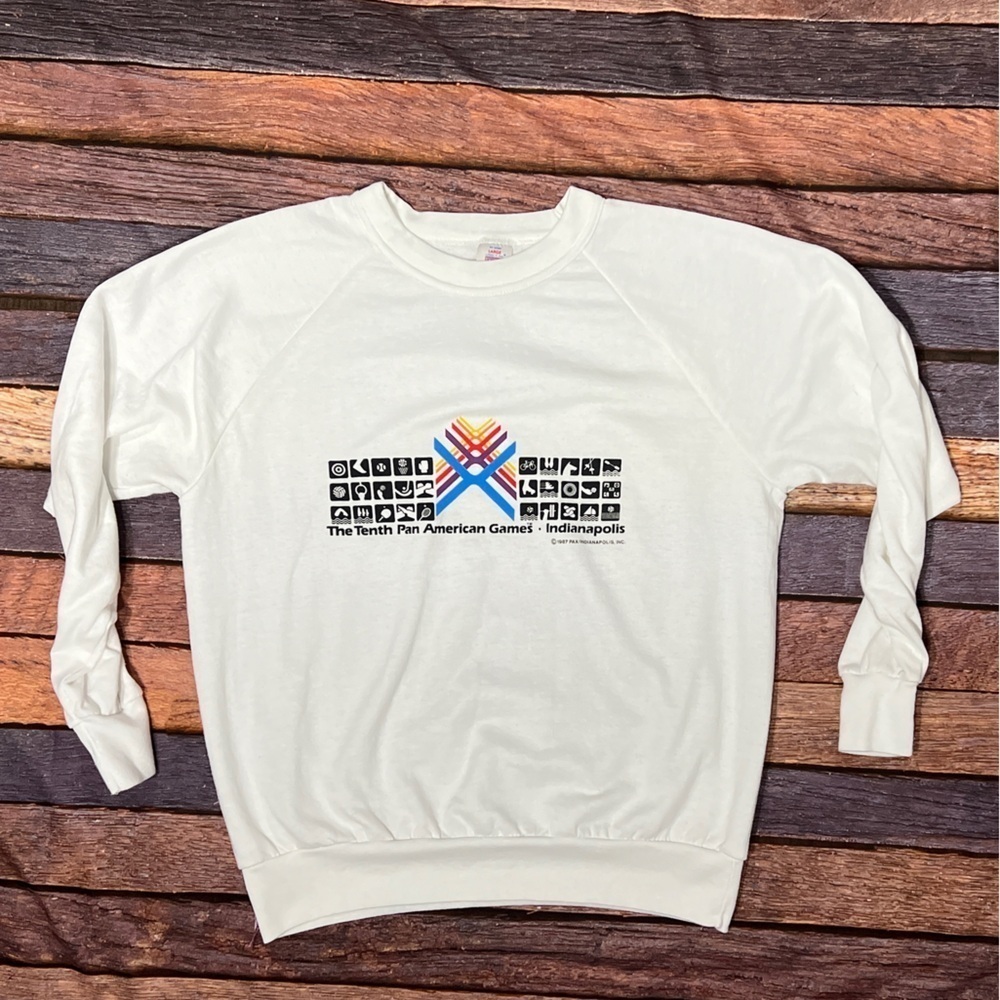 Vintage Tenth Pan American Indianapolis 1987 Logo 7 Crewneck Sweatshirt